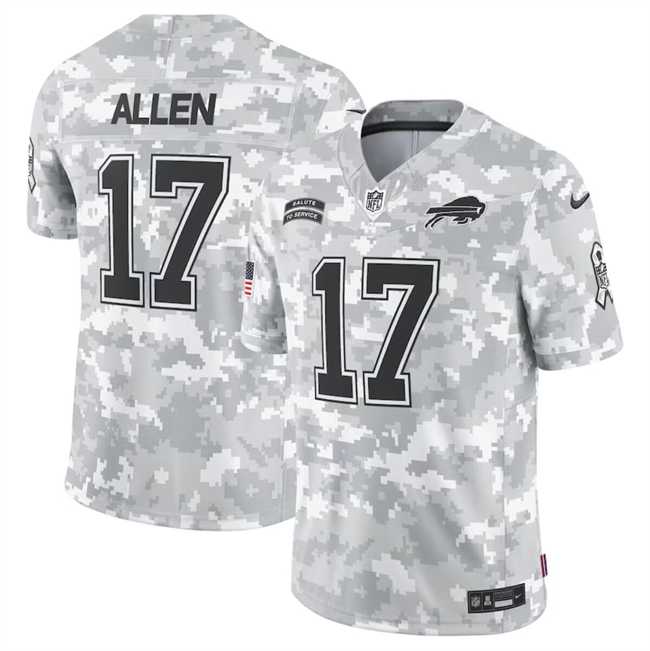 Mens Buffalo Bills #17 Josh Allen 2024 Arctic Camo Salute To Service Limited Stitched Jersey Dyin